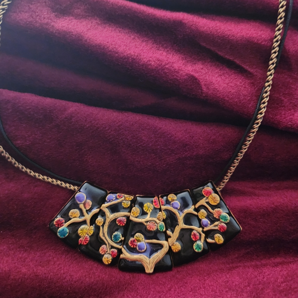 Elegant Multicolor Enamel Tree Necklace
